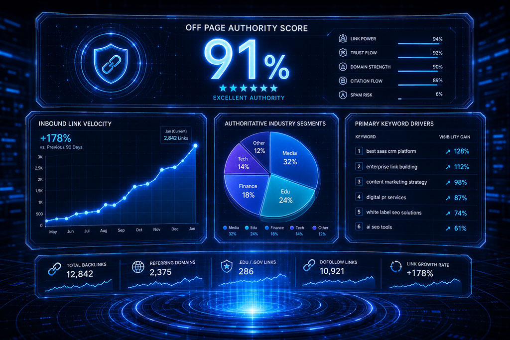Illustration of Off page authority score in SEO