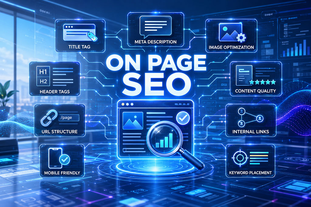 Illustration showing what is done during an on page SEO optimization